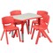 Emma and Oliver 21.875"W x 26.625"L Rectangular Plastic Height Adjustable Activity Table Set with 4 Chairs